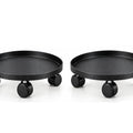 Round Plant Caddy with Wheels, Heavy-Duty Black Rolling Plant Stands with Raised Edge, 360° Swivel Casters for Indoor & Outdoor Plants, Balcony, Patio and Garden (Set of 2))