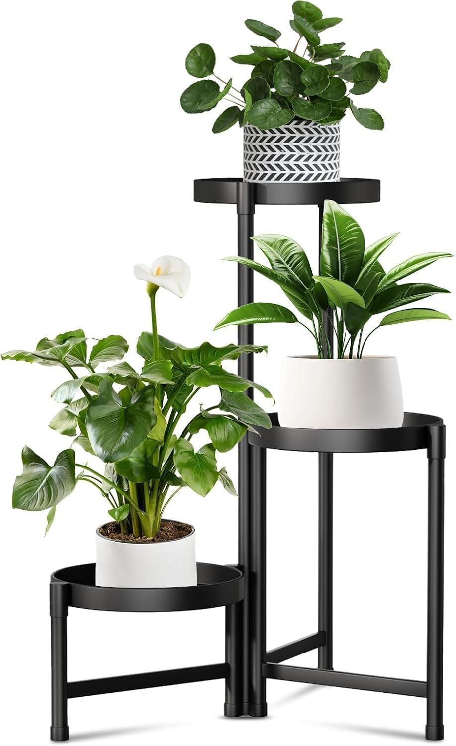 3-Tier Foldable Metal Plant Stand For Indoor and Outdoor | Heavy Duty Iron Flower Pot Stand