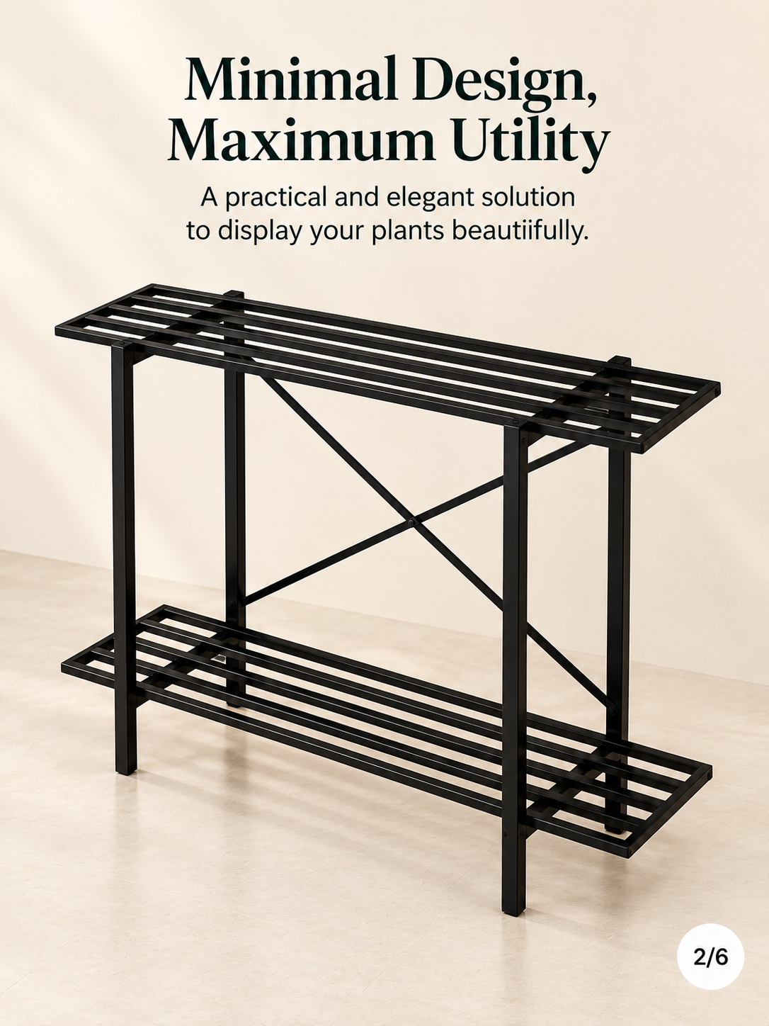 2-Tier Storage Rack, 30 x 27 x 12 inch, Black Metal Utility Shelf