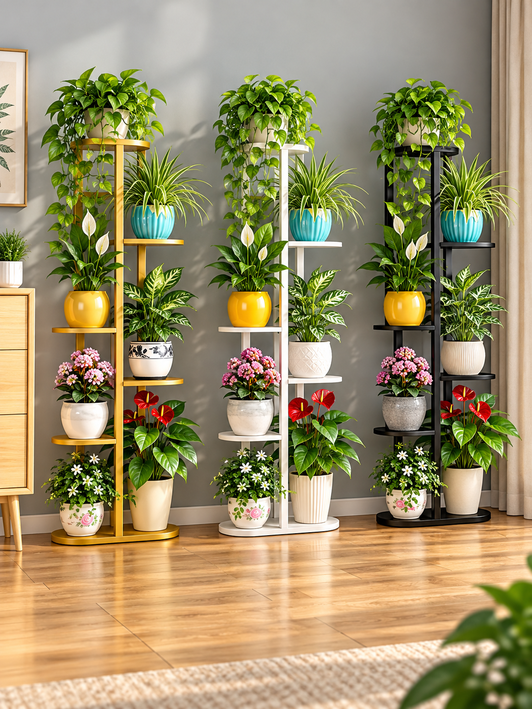 Hebe 6-Tier Metal Plant Shelf Versatile Decorative Stand for Indoor and Outdoor Gardens, Patios, and Balconies